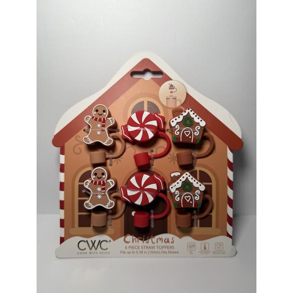 Cook With Color (CWC) Christmas Holiday Straw Toppers Covers BNWT - Picture 3 of 5